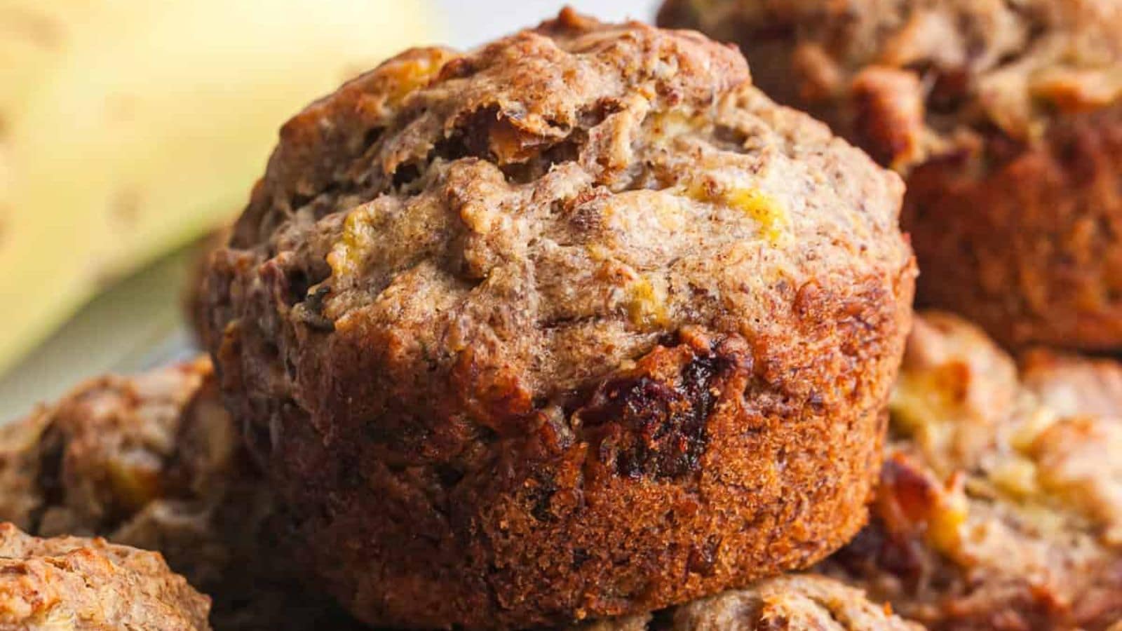 Banana date muffins baked soft with naturally sweet fruit flavor.