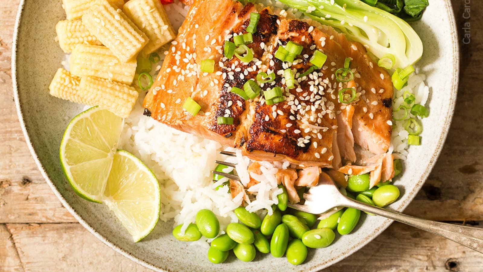 Salmon marinated with fresh ginger, garlic, and savory seasonings.