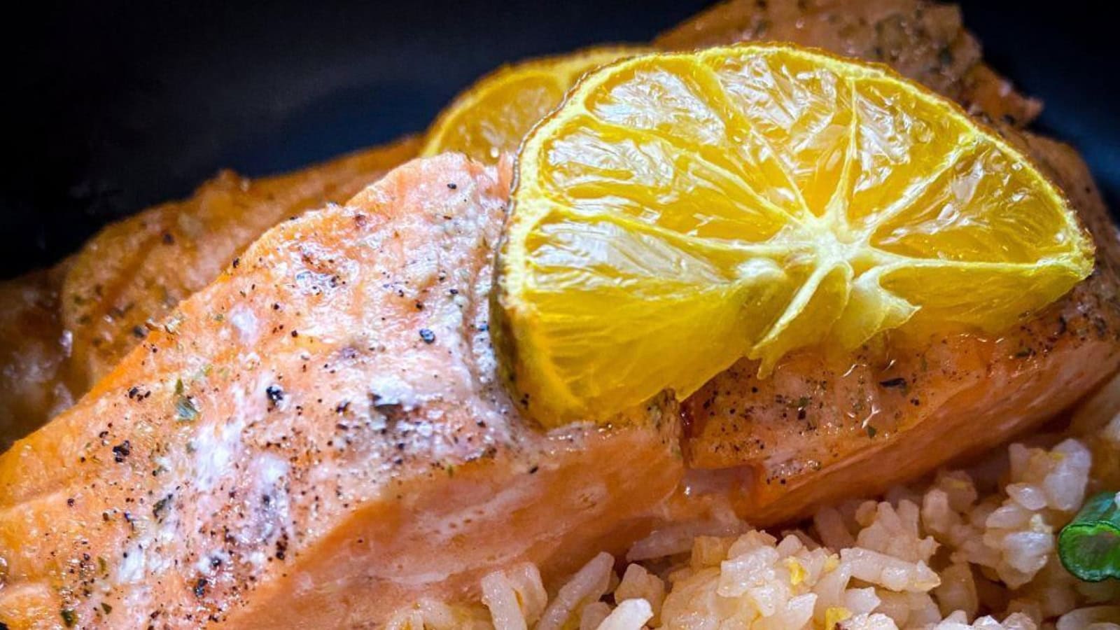 Salmon glazed with bright and tangy calamansi sauce.