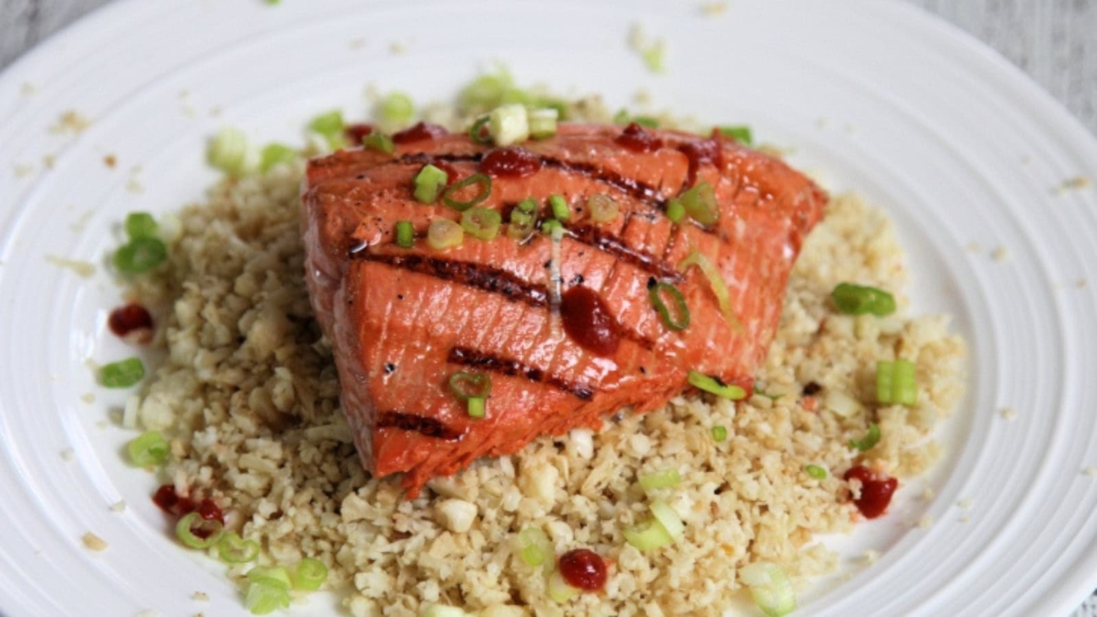 Asian-style salmon coated in a savory glazed sauce.