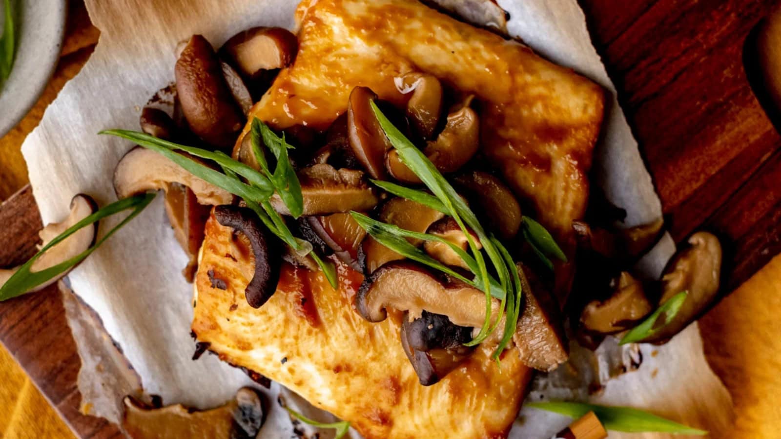 Halibut fillets glazed with savory miso and cooked until tender.