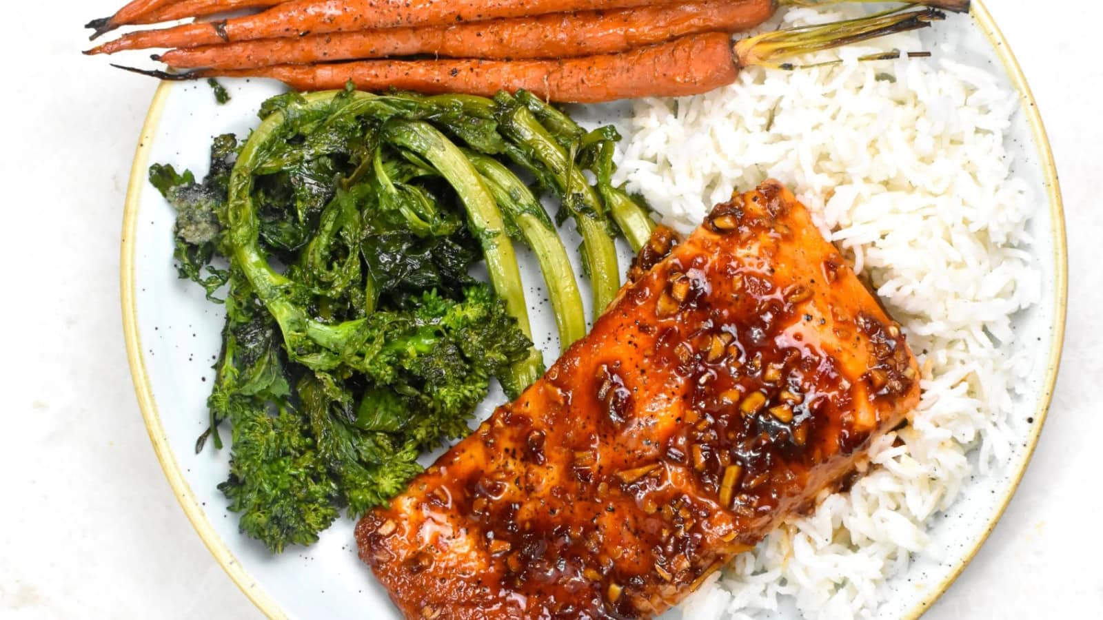 Salmon coated in a sweet and spicy firecracker sauce.