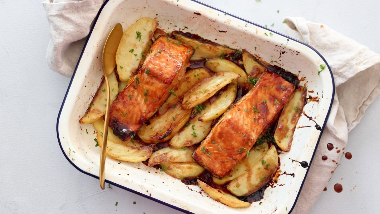 Salmon brushed with a glossy Asian-inspired glaze.