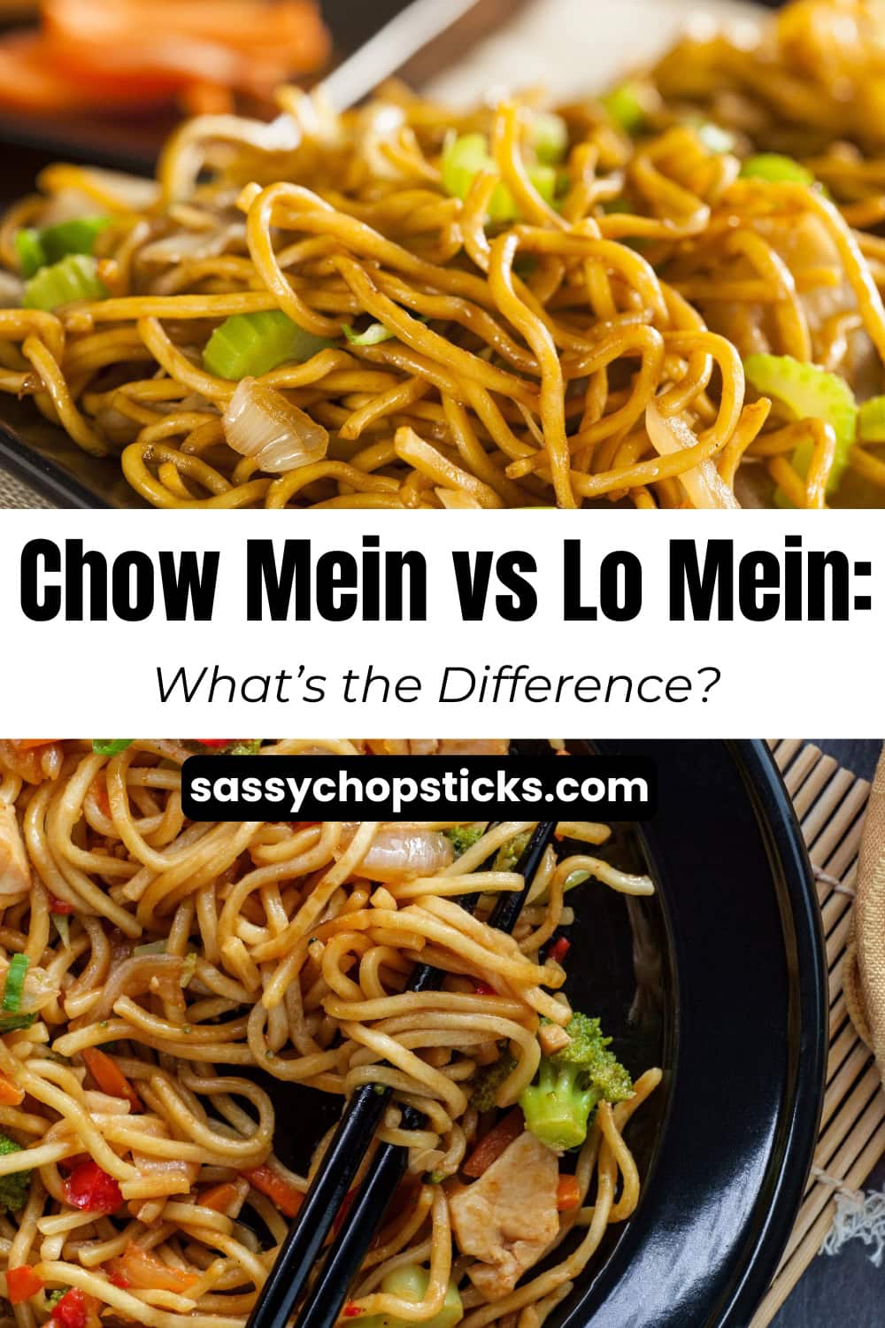 Chow mein vs lo mein comparison showing the differences between popular Chinese noodles.