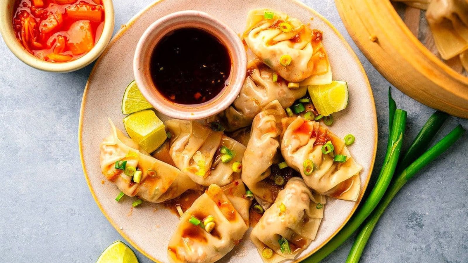 Dumplings stuffed with flavorful kimchi filling and pan-fried.