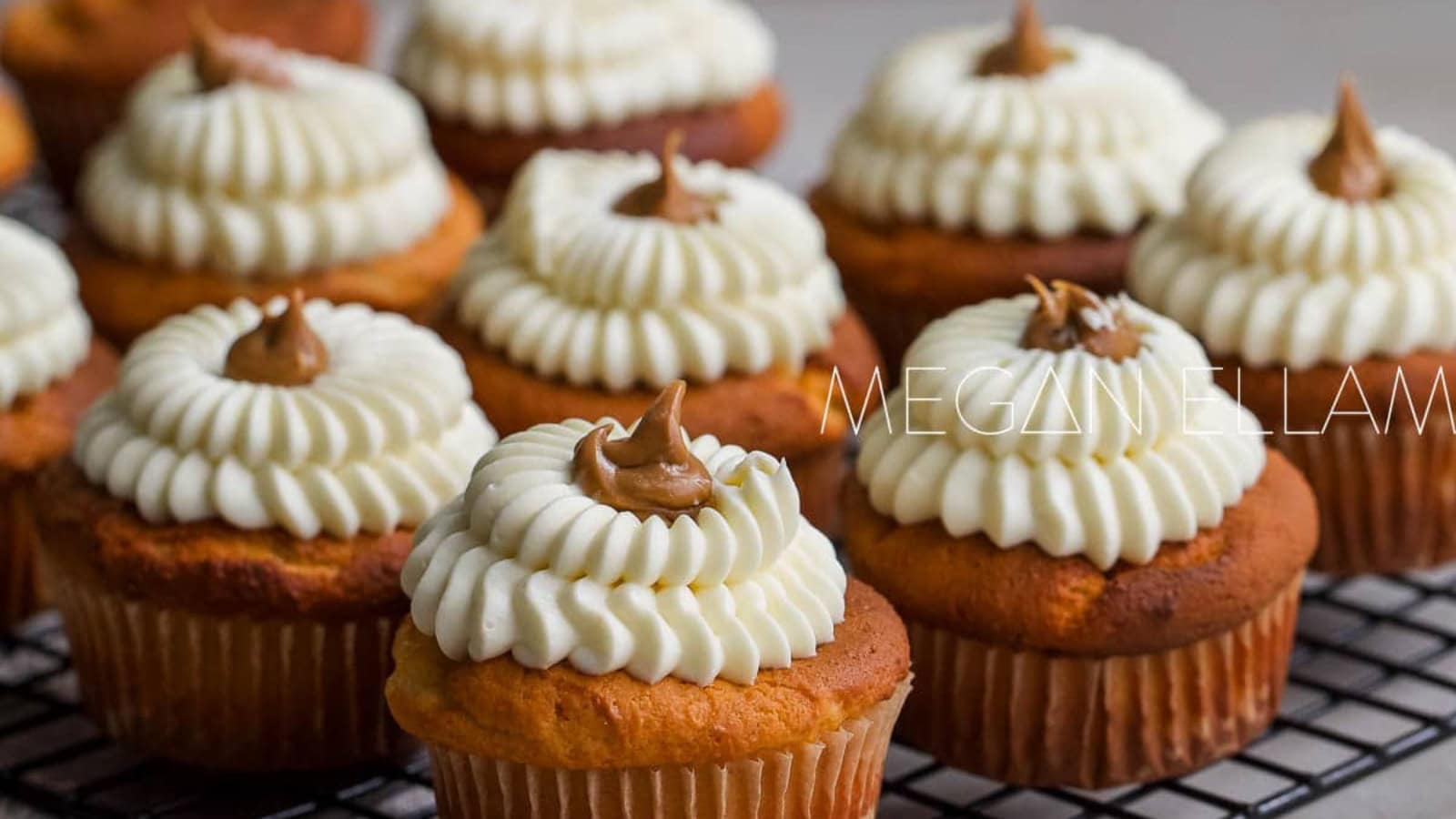 Low-carb protein cupcakes topped with creamy frosting.