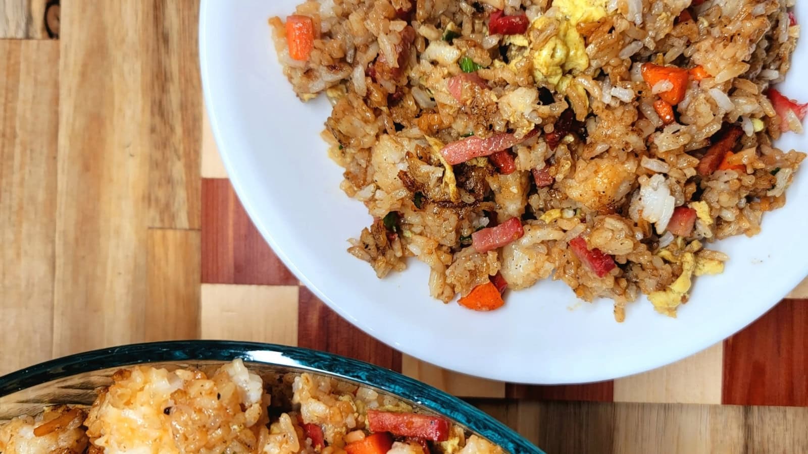 Fried rice tossed with diced char siu pork, vegetables, and savory seasonings.