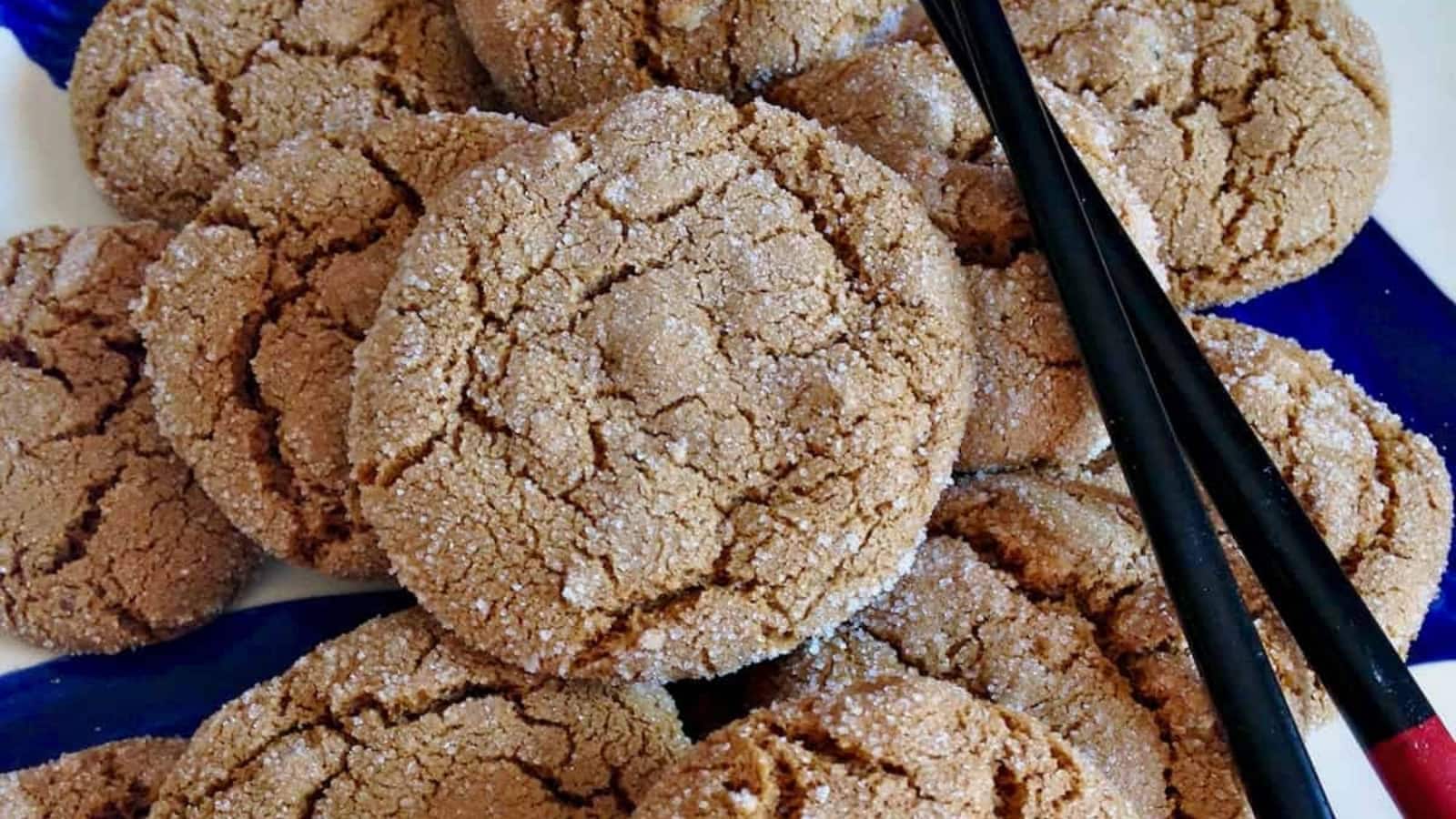 Crisp five spice cookies with a lightly spiced, golden-brown finish.