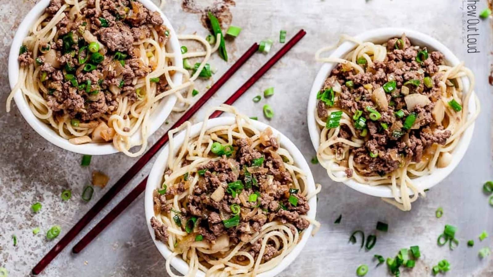 Taiwanese beef noodle bowl with tender beef, noodles, and savory broth.